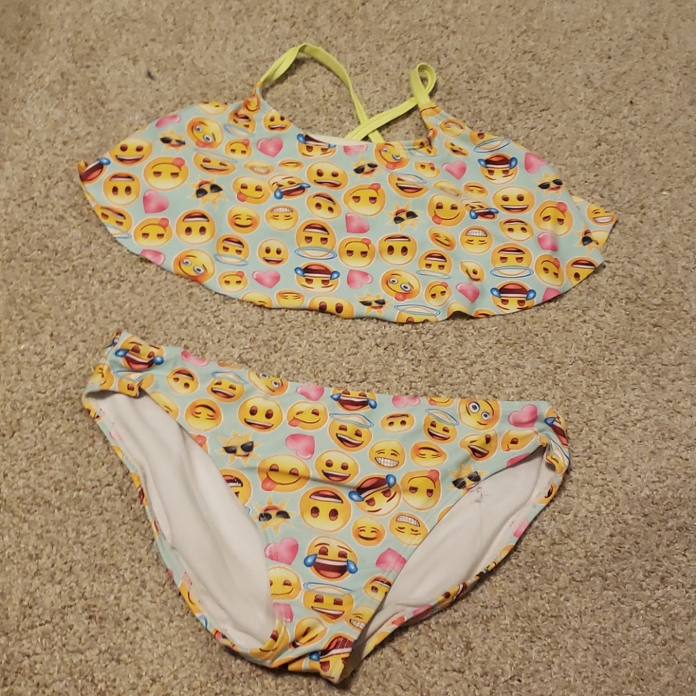 Authentic Girls Emoji 2 piece bathing suit